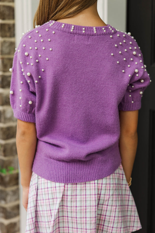 Girls: Tell Your Story Plum Purple Embellished Sweater