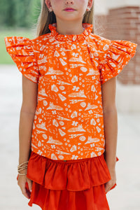 Girls: A True Beauty Orange Tiger Print Blouse