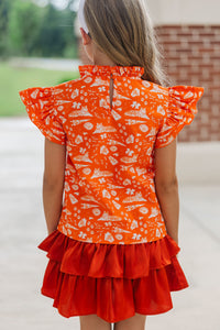 Girls: A True Beauty Orange Tiger Print Blouse