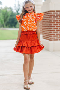 Girls: A True Beauty Orange Tiger Print Blouse