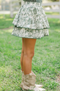 Girls: Sweet Dreams Olive Toile Skort