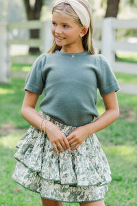 Girls: Sweet Dreams Olive Toile Skort