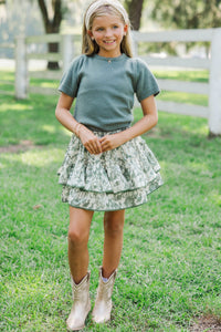 Girls: Sweet Dreams Olive Toile Skort