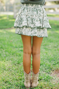 Girls: Sweet Dreams Olive Toile Skort