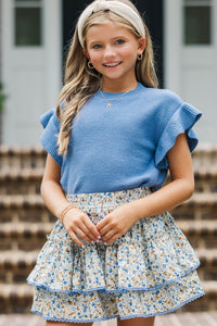 Girls: Sweet Dreams Brown Ditsy Floral Skort