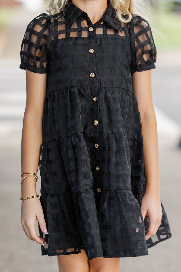 Girls: The Hannah Black Textured Dress