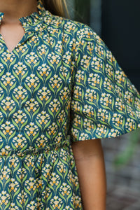 Girls: The Stephanie Green Medallion Babydoll Dress