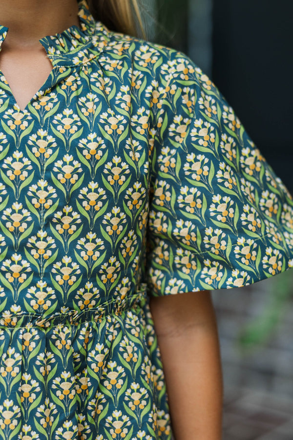 Girls: The Stephanie Green Medallion Babydoll Dress