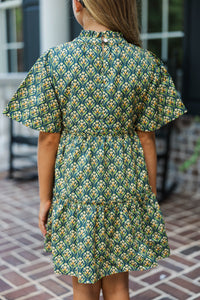 Girls: The Stephanie Green Medallion Babydoll Dress