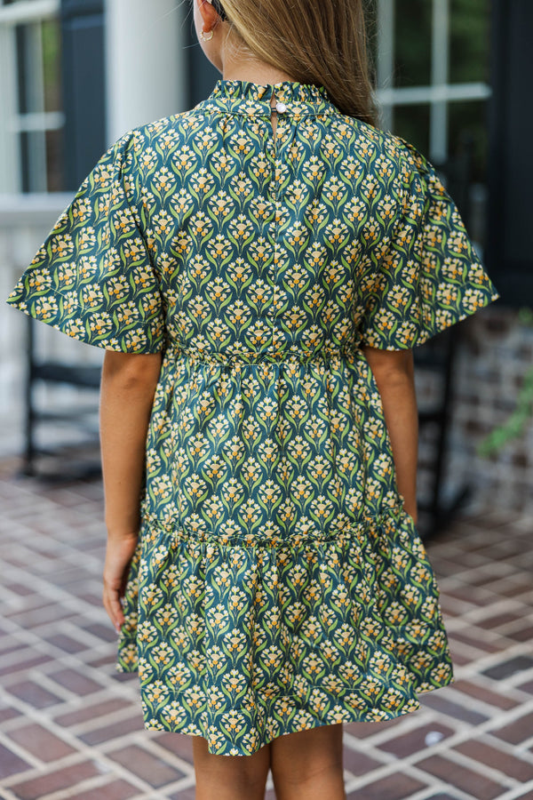 Girls: The Stephanie Green Medallion Babydoll Dress