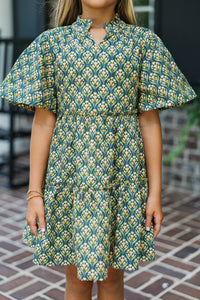 Girls: The Stephanie Green Medallion Babydoll Dress