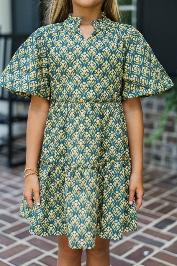 Girls: The Stephanie Green Medallion Babydoll Dress