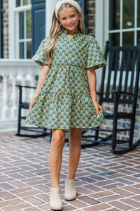 Girls: The Stephanie Green Medallion Babydoll Dress