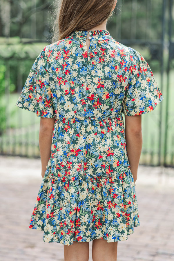 Girls: The Stephanie Emerald Floral Babydoll Dress