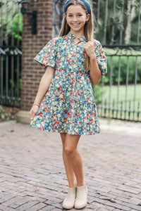 Girls: The Stephanie Emerald Floral Babydoll Dress