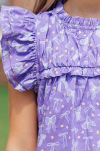 Girls: The Layla Purple Bows and Stars Blouse