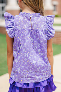 Girls: The Layla Purple Bows and Stars Blouse