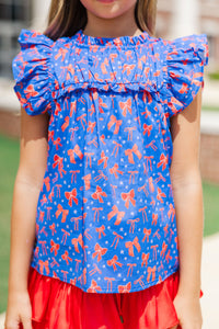 Girls: The Layla Blue Bows and Stars Blouse