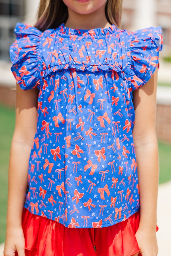 Girls: The Layla Blue Bows and Stars Blouse