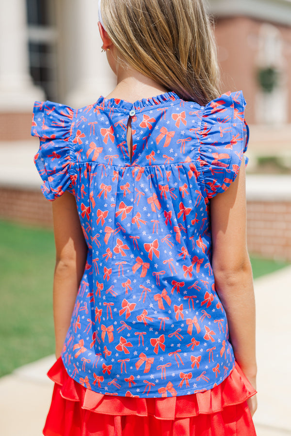 Girls: The Layla Blue Bows and Stars Blouse