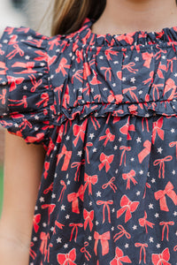 Girls: The Layla Black and Red Bows and Stars Blouse