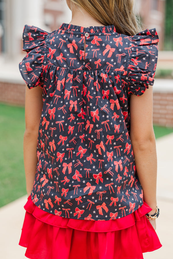 Girls: The Layla Black and Red Bows and Stars Blouse