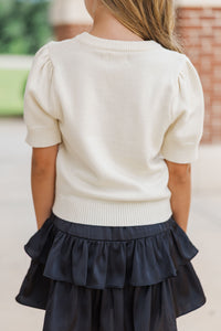 Girls: It's Gameday White and Black Script Sweater