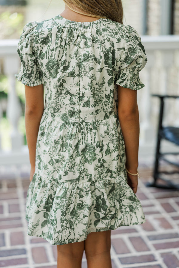 Girls: The Lila Mae Olive Toile Dress