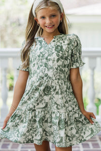 Girls: The Lila Mae Olive Toile Dress