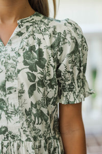 Girls: The Lila Mae Olive Toile Dress