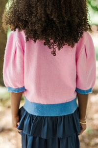 Girls: Happy To Be Here Pink Bow Sweater