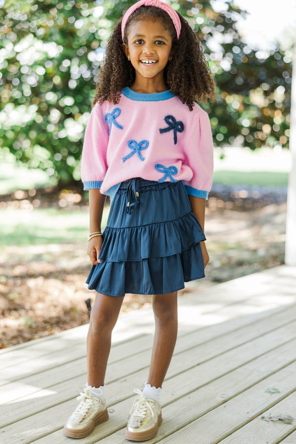 Girls: Happy To Be Here Pink Bow Sweater