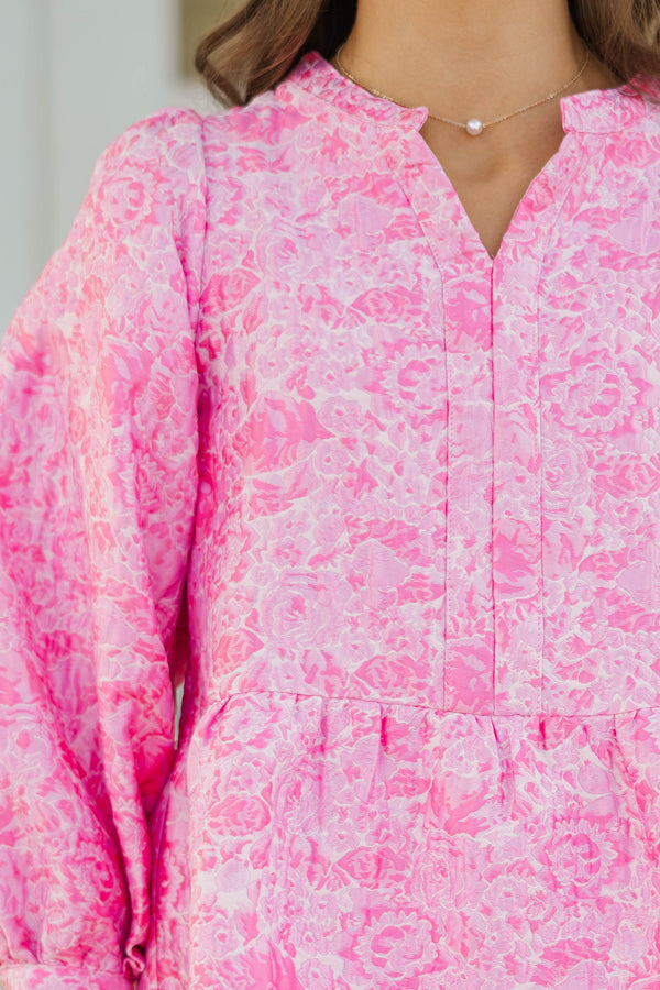 Girls: Always On My Mind Pink Brocade Dress