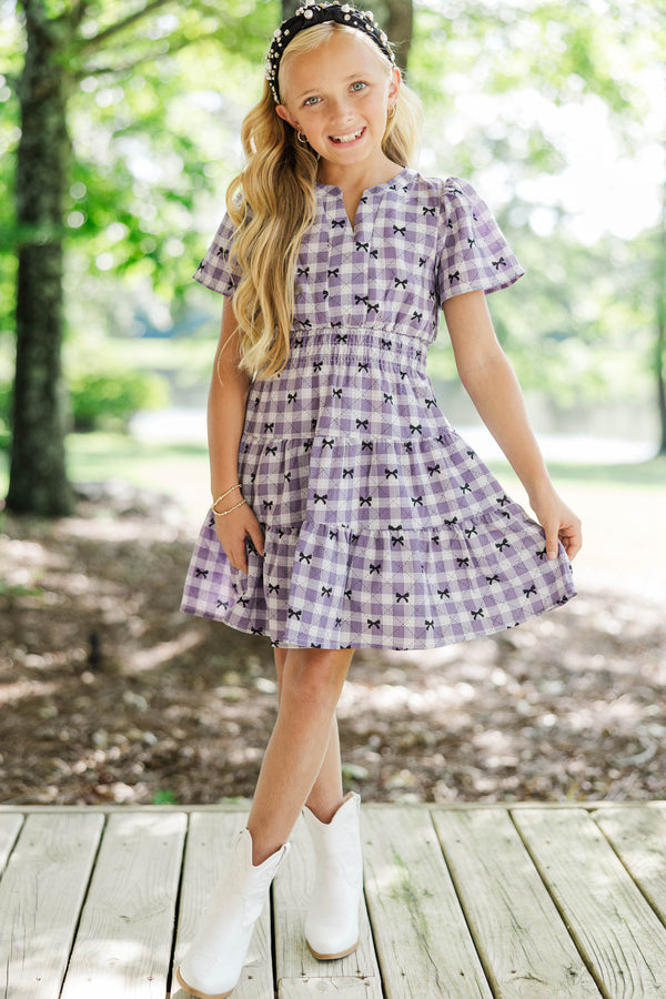 Girls: The Mary Purple Gingham Dress