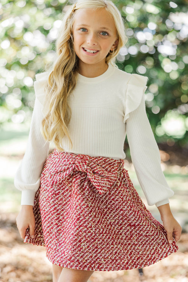 Girls: The Kate Burgundy Tweed Skort