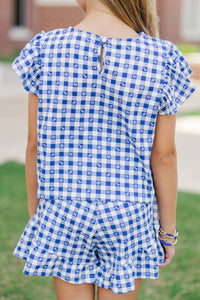 Girls: Feeling Fun Blue Gameday Checkered Set