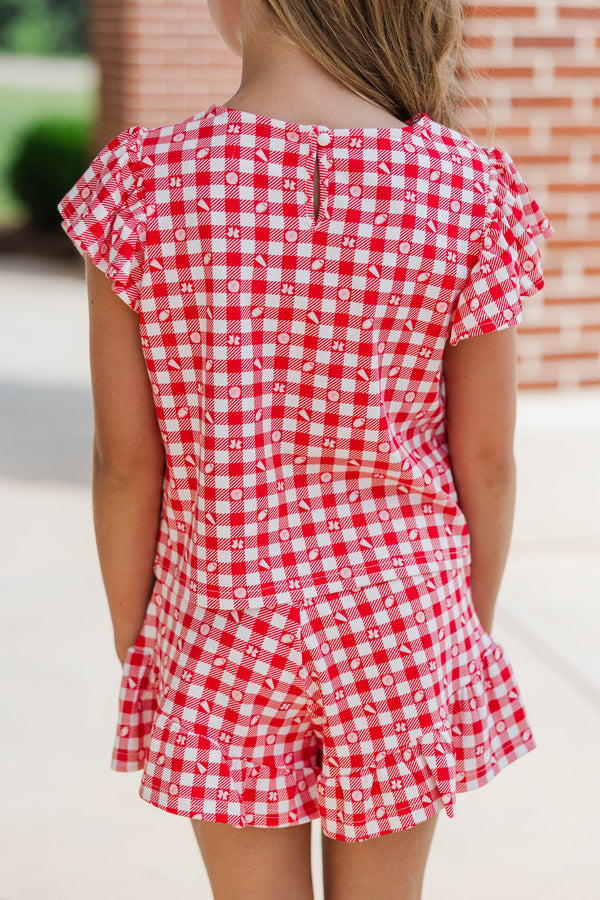 Girls: Feeling Fun Red Gameday Checkered Set