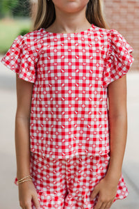 Girls: Feeling Fun Red Gameday Checkered Set