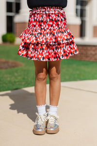 Girls: Take The Leap Black Watercolor Satin Skort