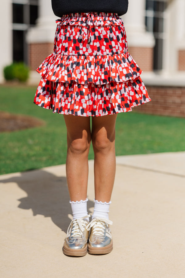 Girls: Take The Leap Black Watercolor Satin Skort