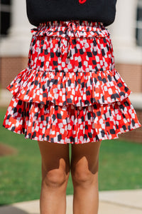 Girls: Take The Leap Black Watercolor Satin Skort