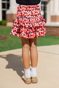 Girls: Take The Leap Black Watercolor Satin Skort