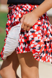 Girls: Take The Leap Black Watercolor Satin Skort