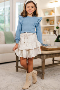 Girls: Reach Out Light Blue Ruffled Sweater