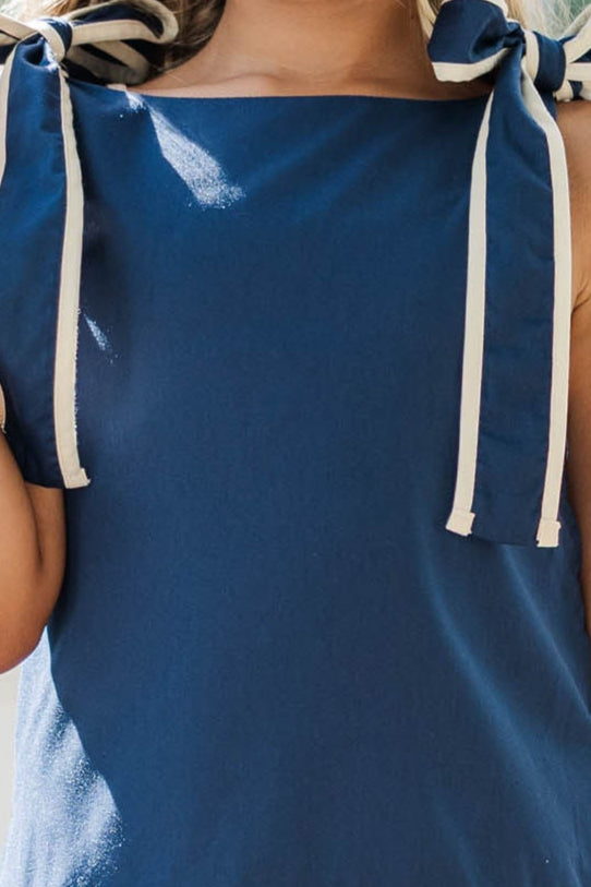 Girls: Sweeter With Time Navy Boat Neck Dress