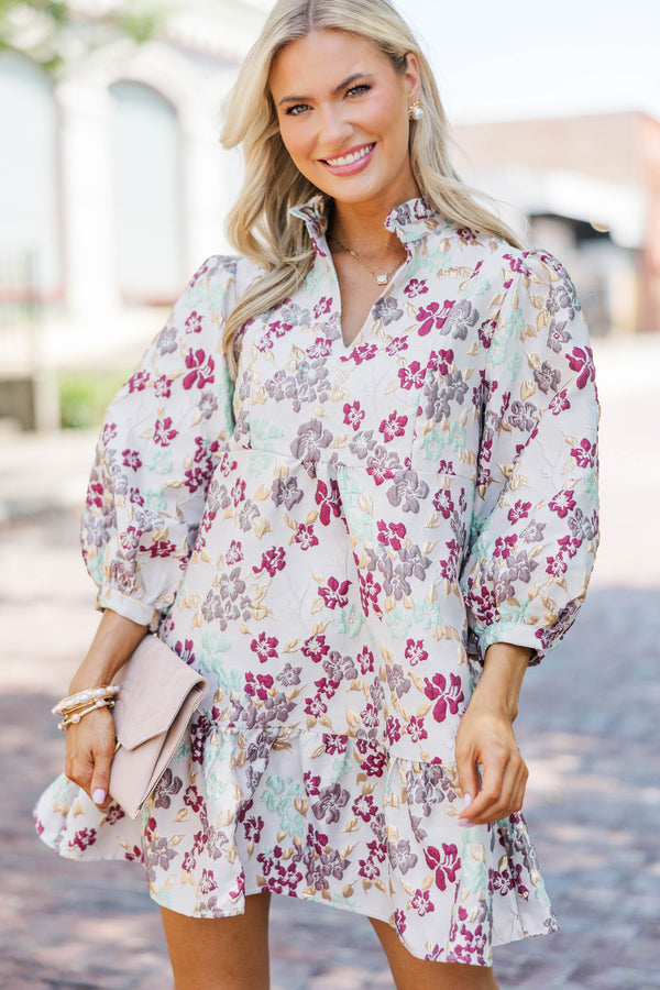 Free To Be Burgundy Floral Brocade Babydoll Dress