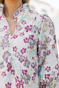 Free To Be Burgundy Floral Brocade Babydoll Dress