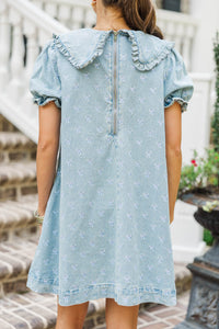 Blue Jean Beauty Denim Bow Embroidered Dress