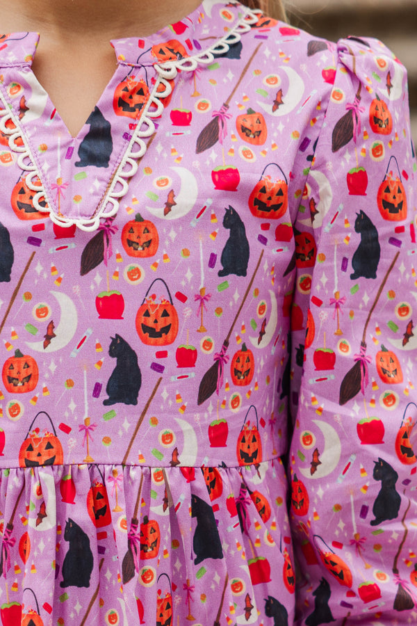 Girls: In Your Happy Place Trick Or Treat Lavender Dress