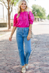 All Dolled Up Fuchsia Eyelet Blouse